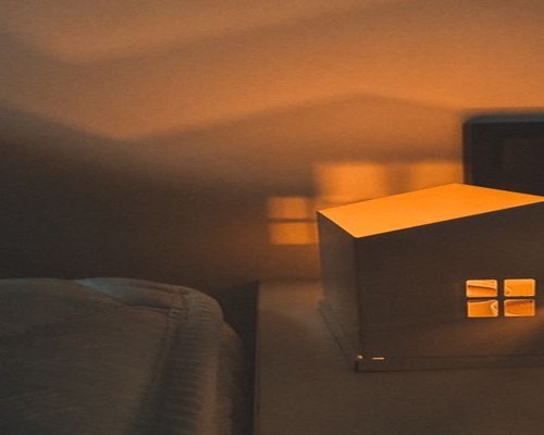 A quiet evening setting at home with warm lighting, preparing for sleep